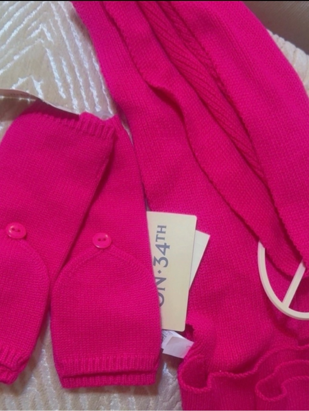 ON-34th Street Hot Pink Knit Gloves and Scarf Set - Women